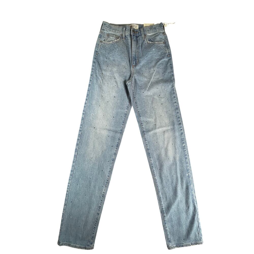 Universal Thread Light Wash Straight-Leg Jeans with Rhinestones